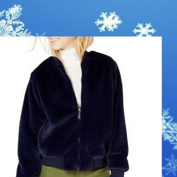 Say What? Jackets & Blazers - SAY WHAT?? PLUSH BOMBER JACKET~NAVY~SIZE SMALL